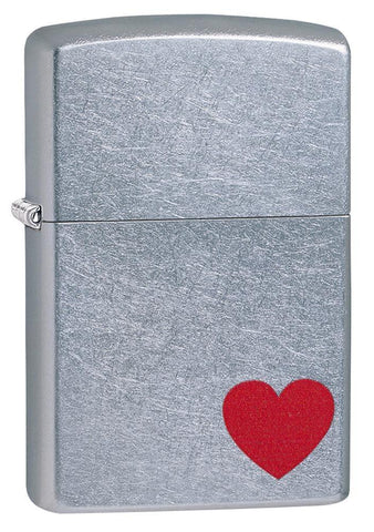 Front view of the Red Heart Love Design Lighter shot at a 3/4 angle