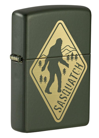Front shot of Sasquatch Crossing Windproof Lighter standing at a 3/4 angle