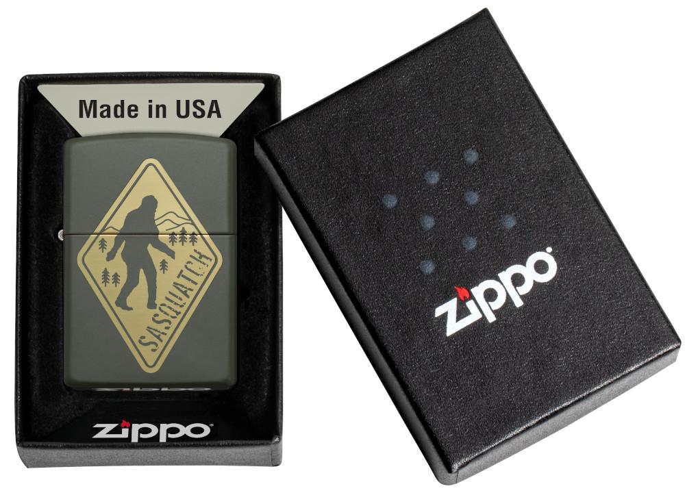 Sasquatch Crossing Windproof Lighter in its packaging