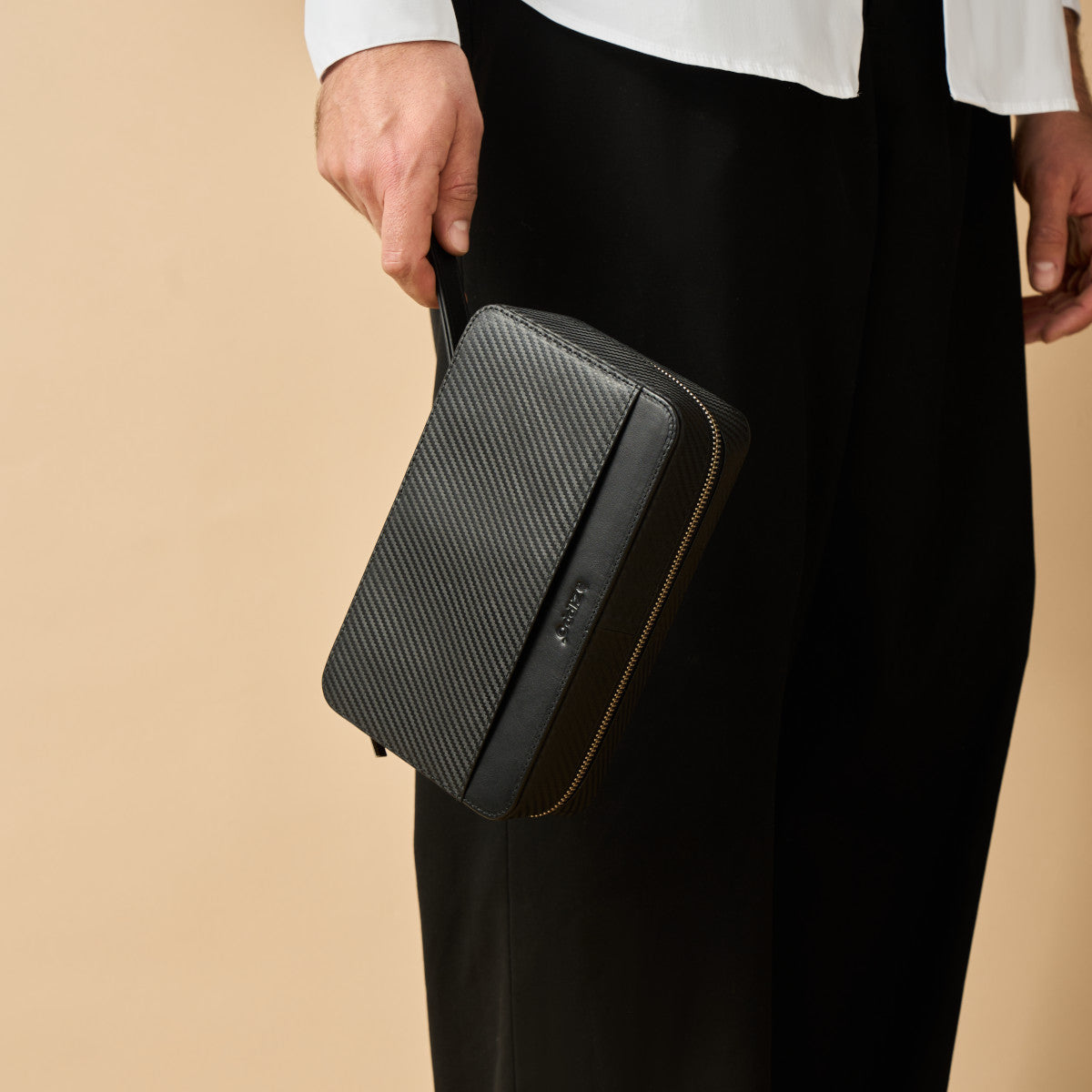 TRAVEL HUMIDOR SET_CARBON _NEGRU