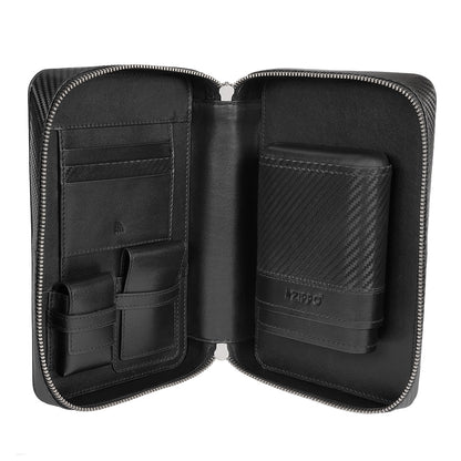 TRAVEL HUMIDOR SET_CARBON _NEGRU