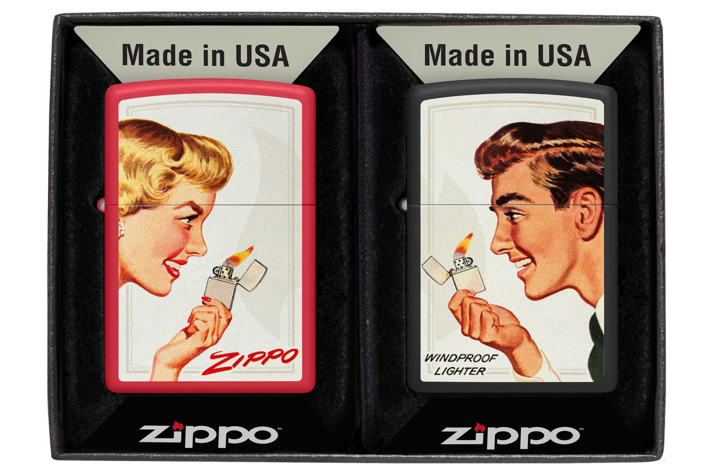 SET BRICHETE ZIPPO 233/218_ COUPLE SET DAME/GUY