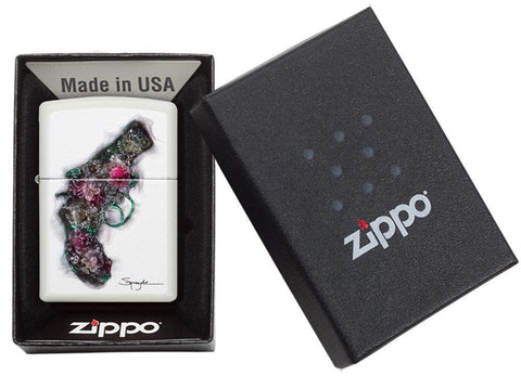 Spazuk Roses and Pistol Windproof Lighter in packaging