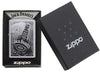 Front view of Jack Daniel's Text Design Satin Chrome Windproof Lighter