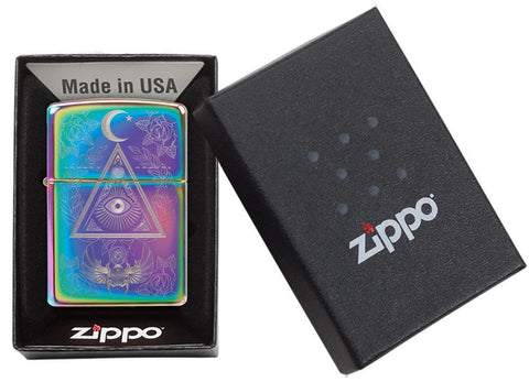 Eye of Providence Design Windproof Lighter in its packaging