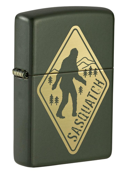 Front shot of Sasquatch Crossing Windproof Lighter standing at a 3/4 angle