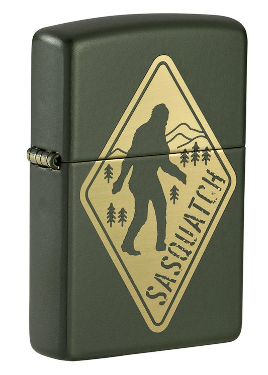 Front shot of Sasquatch Crossing Windproof Lighter standing at a 3/4 angle