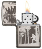 Squatchin' In The Woods 360° Design Windproof Lighter with its lid open and lit