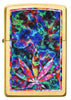 Front of Leaf Design Brushed Brass Windproof Lighter