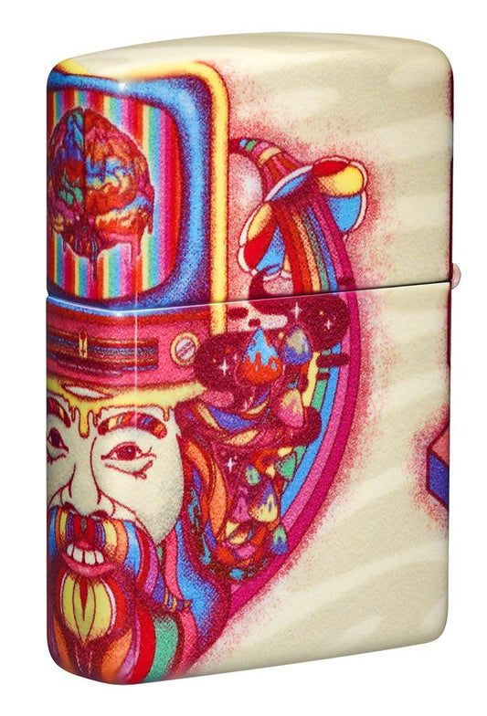 Back shot of Trippy 540 Color Design Windproof Lighter standing at a 3/4 angle