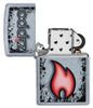 Zippo Flame Design Street Chrome™ Windproof Lighter with its lid open and unlit