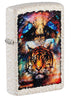 Front shot of Tiger Design Mercury Glass Windproof Lighter standing at a 3/4 angle