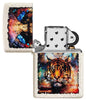 Tiger Design Mercury Glass Windproof Lighter with its lid open and unlit