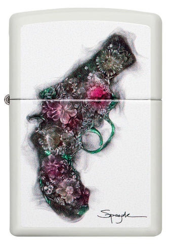 Spazuk Roses and Pistol Windproof Lighter Front View