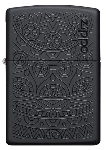 Front view of Tone on Tone Design Black Matte Windproof Lighter