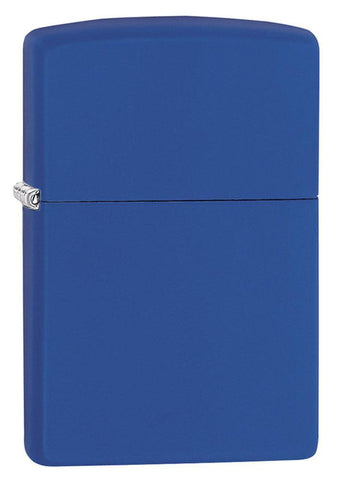 Front view of the Royal Blue Matte Lighter shot at a 3/4 angle