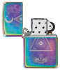 Eye of Providence Design Windproof Lighter with its lid open and unlit