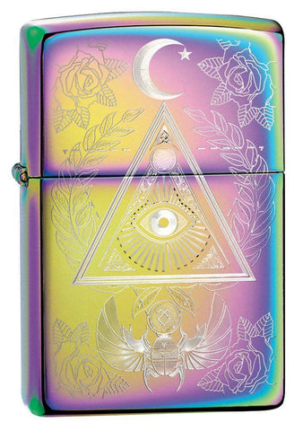 Front view of Eye of Providence Design Windproof Lighter standing at a 3/4 angle