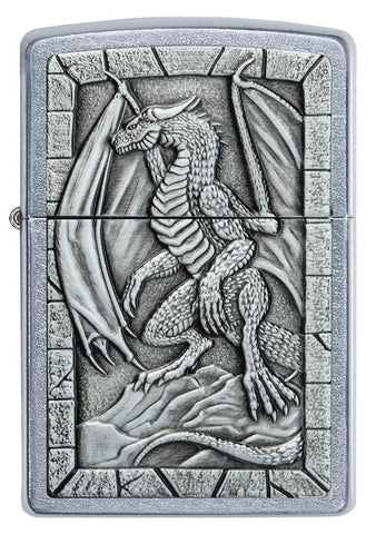 Front of Dragon Emblem Design Street Chrome™ Windproof Lighter