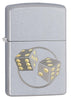 Dice Satin Chrome Windproof Lighter 3/4 View