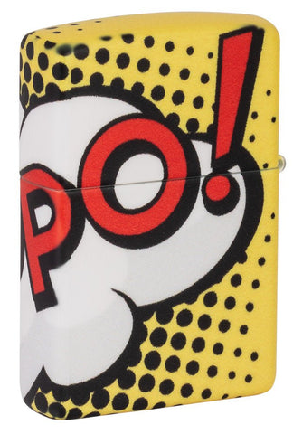 Back shot of Zippo Pop Art Design 540 Color Windproof Lighter standing at a 3/4 angle