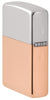 Angled shot of Zippo Bimetal (Copper Bottom) Windproof Lighter showing the back and hinge side of the lighter.
