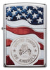 Front view of United States Stamp on American Flag Chrome Windproof Lighter