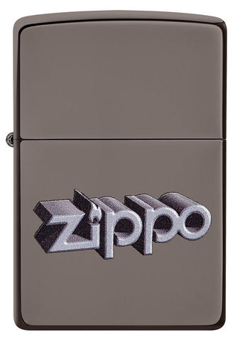 Front of Zippo 3D Logo Design Black Ice® Windproof Lighter